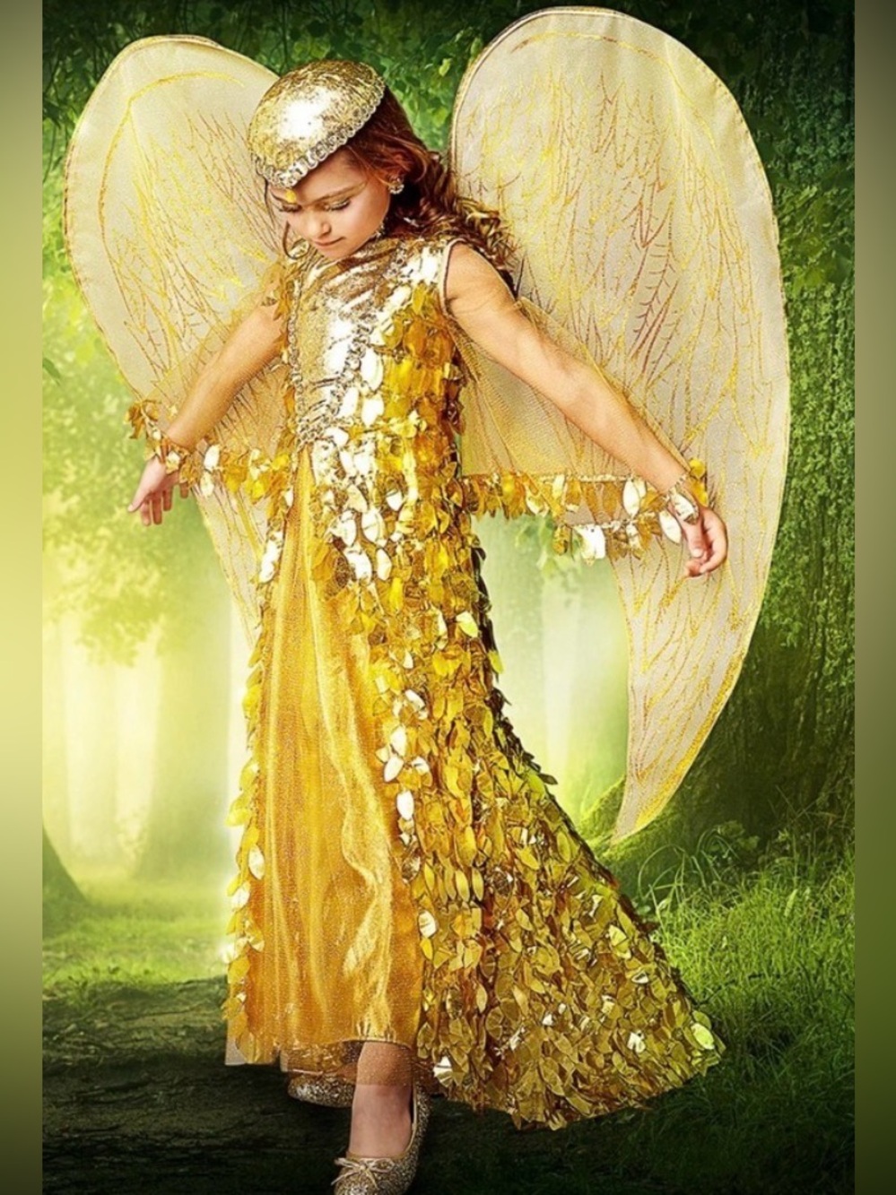 Chasing Fireflies Golden Phoenix forest fairy whimsical renaissance dress 10